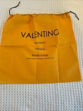 New Valentino Orange Drawstring Handbag Dust Bag with Black Logo